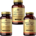 SOLGAR Vitamin B D &amp C Bundle: B-Complex 100 100 Capsules + D3 (Cholecalciferol) 250 MCG (10000 IU) 120 Softgels + C 1000 mg 250 Count