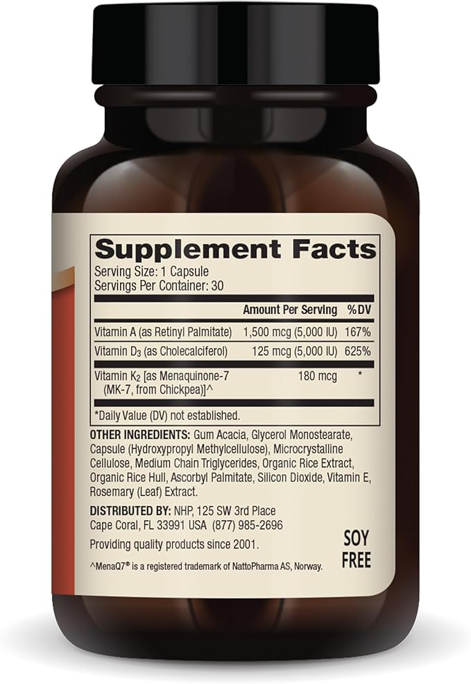 Dr. Mercola Vitamins ADK 30 Servings (30 Capsules) Dietary Supplement 5000 IU Vitamin A &amp Vitamin D3 180 mcg Vitamin K2 Supports Immune Health Non GMO