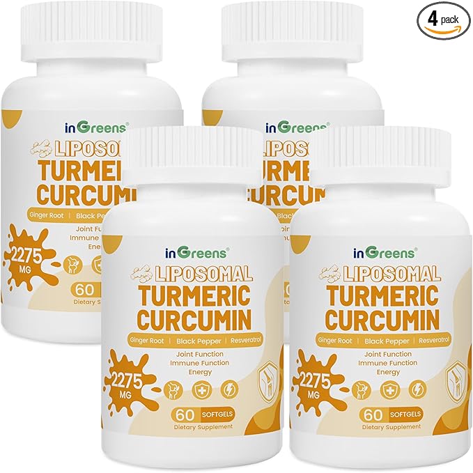 Turmeric Supplement 2275mg 95% Curcumin Liposomal Curcumin for Best Absorption Curcumin Supplement for Joint Support Bottled in USA - 240 Softgels