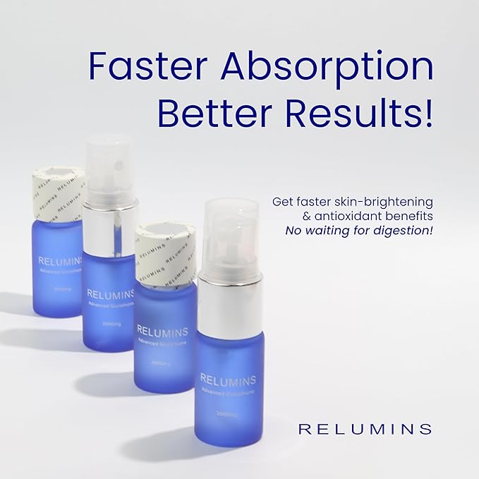 Relumins Highest Dose Sublingual Glutathione Oral Spray - New Advanced Formula 6000mg Plus Zinc - Professional Formula for Skin Brain and Immune Health Made in USA (3000mg x 2 Bottles)