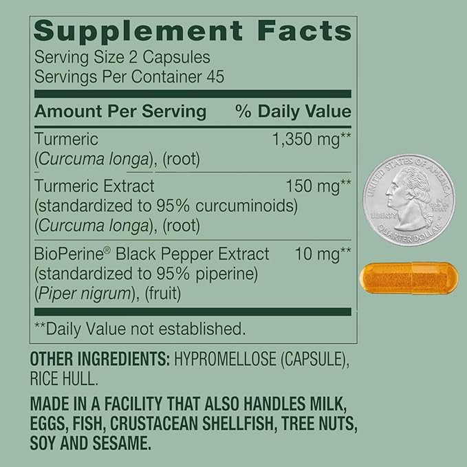 SP:Turmeric Curcumin 1500 mg | General Wellness Dietary Supplement | 90 Vegetarian Capsules+complimentary Vitamins and Mineral Guide