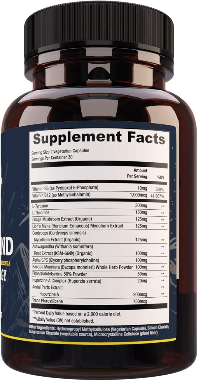 Wiser Mind Nootropic | Memory Focus Mental Clarity Supplement | Lions Mane Ashwagandha