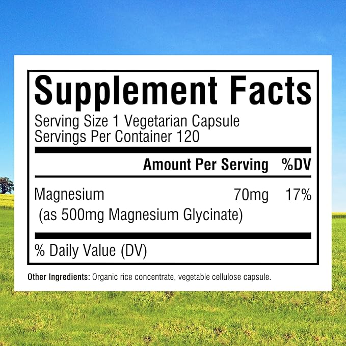 Innate Vitality Magnesium Glycinate 500mg | 70mg Elemental Magnesium Supplement - High Absorption Non Buffered Non-GMO &amp No Gluten - Vegan - Nerve Health - 120 Capsules (Pack of 2)
