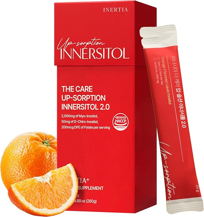 INERTIA+ The Care Up-sorption INNERSITOL Ready-to-Drink Inositol Supplement for Women 40:1 Myo &amp D-Chiro Inositol Hormone Balance &amp Ovarian Function Support Folic Acid Orange Flavor (14 St