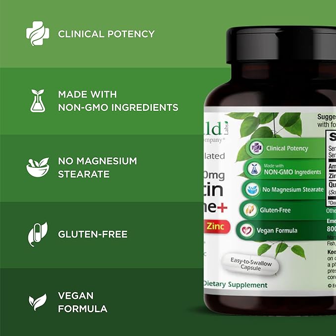 EMERALD LABS Quercetin Phytosome Plus - Vegan Antioxidant &amp Immune Support Supplement - Contains Quercetin &amp Zinc - 60 Vegetable Capsules (60-Day Supply)