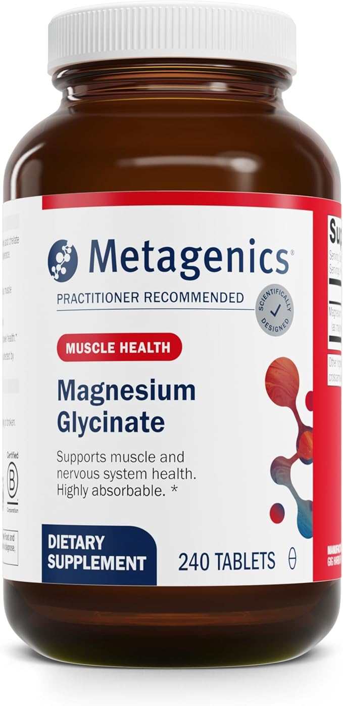 Metagenics Bundle - Magnesium Glycinate &amp D3 10000 + K - 240 Tablets of Magnesium Glycinate for Nervous System Support - 60 Softgels of D3 10000 + K for Immune Support Bone Health &amp Heart H