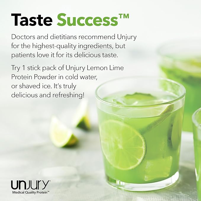 Unjury Whey Protein Powder Individual Stick Packs | Lemon Lime | 10.5g 100% Whey Isolate Protein Powder | Low Carb and Lactose Free | Gluten Free | Certified Kosher | 20 Servings