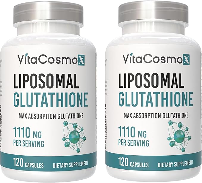 Liposomal Glutathione 1110 mg 120 Capsules Vegan 100% Vegetarian Non-GMO &amp Gluten Free - 2 Packs
