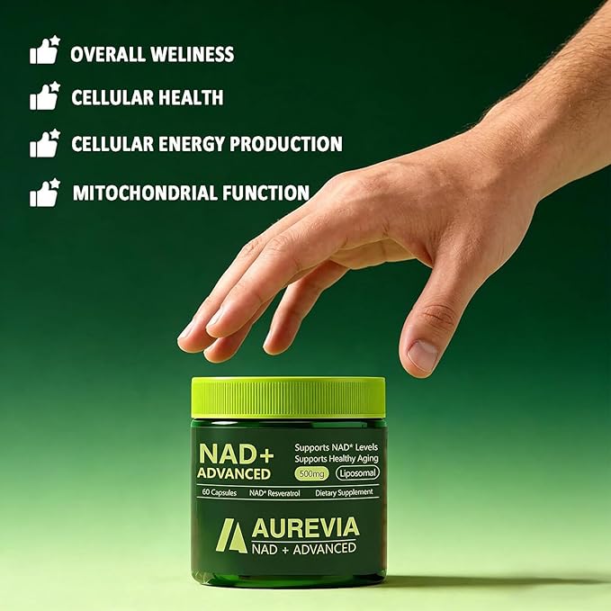 Aurevia NAD Advanced Supplement Aurevia NAD+ Advanced 500mg Liposomal for Energy &amp Cellular Health - Women &amp Men 60 Capsules (2pcs)