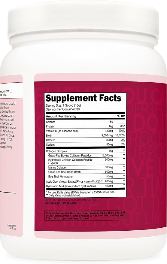 TransformHQ Beauty Collagen (30 Servings) Unflavored - Hair Skin &amp Nails Formula