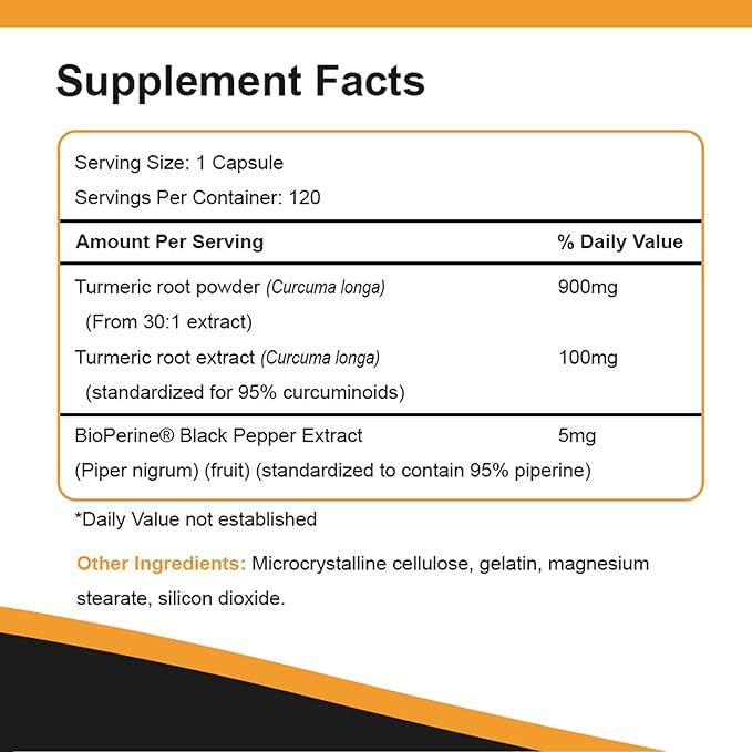 Turmeric Curcumin 1000mg with Bioperine &amp Organic Triphala - 120 Capsules Non-GMO Gluten/Soy Free Enhanced Absorption Formula