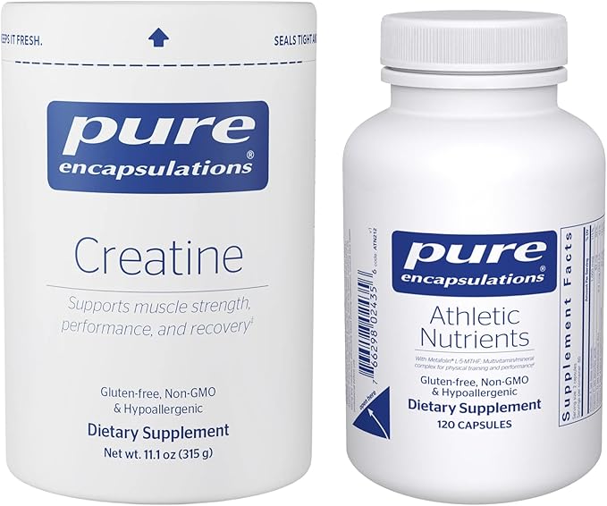 Pure Encapsulations Creatine (315 g) &amp Athletic Nutrients (120 Capsules) Bundle - Supports Muscle Strength Performance &amp Recovery* - Gluten-Free Non-GMO Hypoallergenic