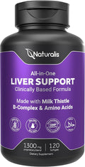 Naturalis Silymarin Milk Thistle 1300mg Enhanced with B Complex &amp Amino Acids | 13-in-1 Liver Cleanse Detox &amp Repair | 120 Liver Essential Softgels