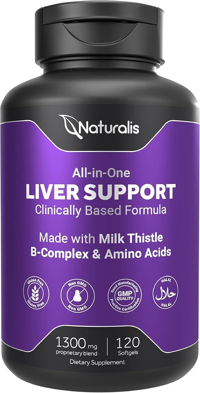 Naturalis Silymarin Milk Thistle 1300mg Enhanced with B Complex &amp Amino Acids | 13-in-1 Liver Cleanse Detox &amp Repair | 120 Liver Essential Softgels
