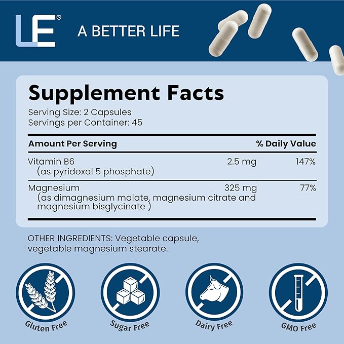 Life Enhancement Ultra Triple Magnesium Complex - 325 mg - with B6 Glycinate Malate &amp Citrate - Magnesium Supplement Enhance Sleep and Brain Function - Made in USA (90 Vegetarian Capsules)