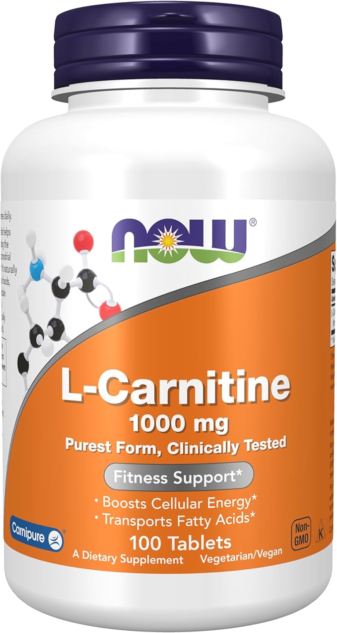 NOW Supplements Ubiquinol 100 mg High Bioavailability (The Active Form of CoQ10) 120 Softgels &amp Supplements L-Carnitine 1000 mg Purest Form Amino Acid Fitness Support* 100 Tablets