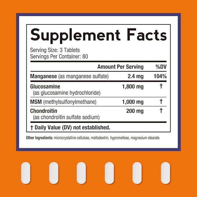 Doctor's Recipes Glucosamine Chondroitin MSM and Manganese Supplement 1800 mg Glucosamine HCl NO Shellfish Healthy Structure &amp Movements Flexibility Support for Men &amp Women 240 Tablets