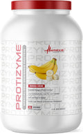 Metabolic Nutrition - Protizyme - Whey Protein Powder High Protein Low Carb Low Fat with Digestive Enzymes 24 Essential Vitamins and Minerals Banana Creme 2 Pound