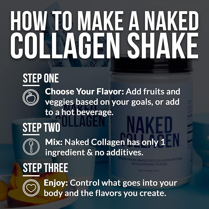 NAKED Vanilla Collagen Peptides Protein Powder 25 Servings Pasture-Raised Grass-Fed Hydrolyzed Collagen Supplement Paleo Friendly Non-GMO Keto Gluten Free 19.4oz