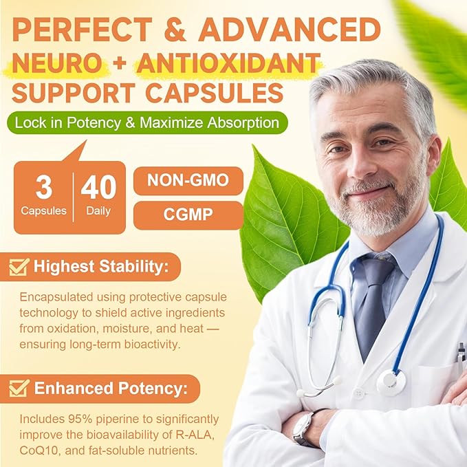 (2 Packs) R Alpha Lipoic Acid 1000mg with Benfotiamine - Sodium ALA Supplement for Neuropathy Support Nerve Health &amp Antioxidant Cell Energy Metabolism and Anti-Aging Non-GMO Gluten Free Vega