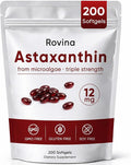Rovina Astaxanthin Astaxanthin 12mg Antioxidant Supplement for Daily Wellness Immune Eye &amp Skin Support Non-GMO Gluten Free - 200 Softgels (1)