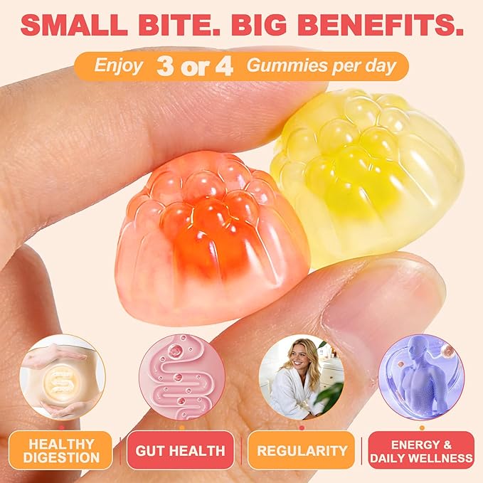 10g Fiber Gummies for Adults with 60 Billion CFU Probiotics Sugar Free Fiber Supplement with Organic Super Greens &amp Digestive Enzymes Supports Gut Health Energy &amp Regularity Vegan 120 Cou