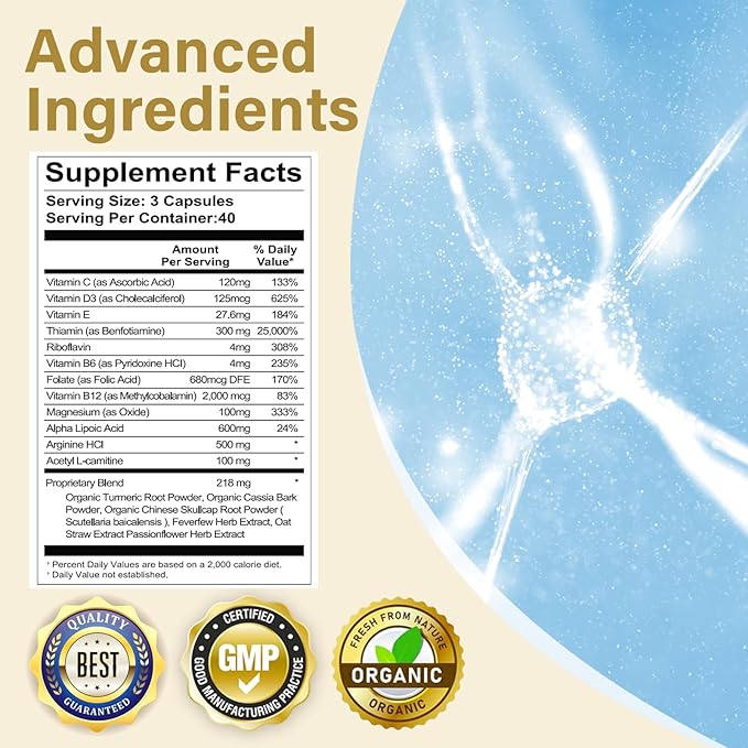 Nerve Savior for Neuropathy Support - Advanced Alpha Lipoic Acid 600mg &amp Benfotiamine Supplement - Soothing Comfort for Hands and Feet - Vegan Non-GMO - 120 Capsules