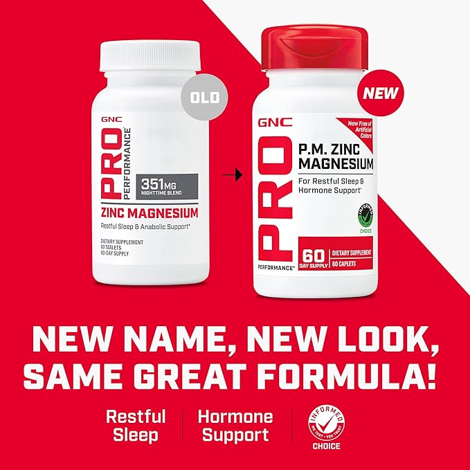 GNC Pro Performance Zinc Magnesium 60 Tablets Supports Restful Sleep and Anabolic Support
