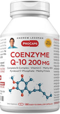 ANDREW LESSMAN Coenzyme Q-10 200 mg 180 Capsules - Essential for Energy Production and Optimum Key Organ Function Anti-Oxidant Support Depleted by Aging Plus B-Complex. Easy to Swallow Capsules