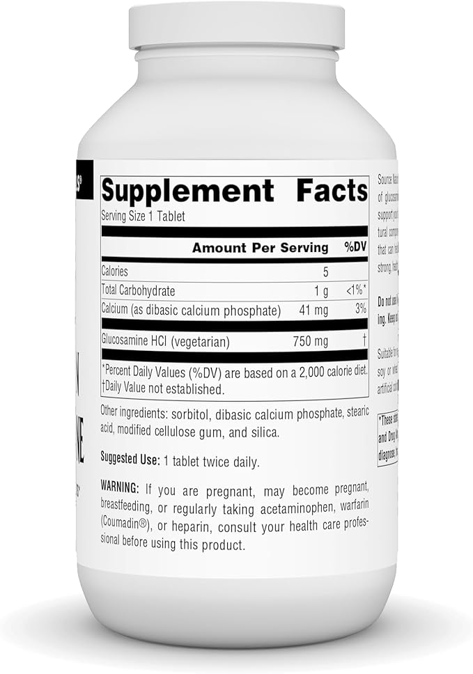 Source Naturals Vegetarian Glucosamine Promotes Healthy Joints* 750 mg Tablet - 240 Count