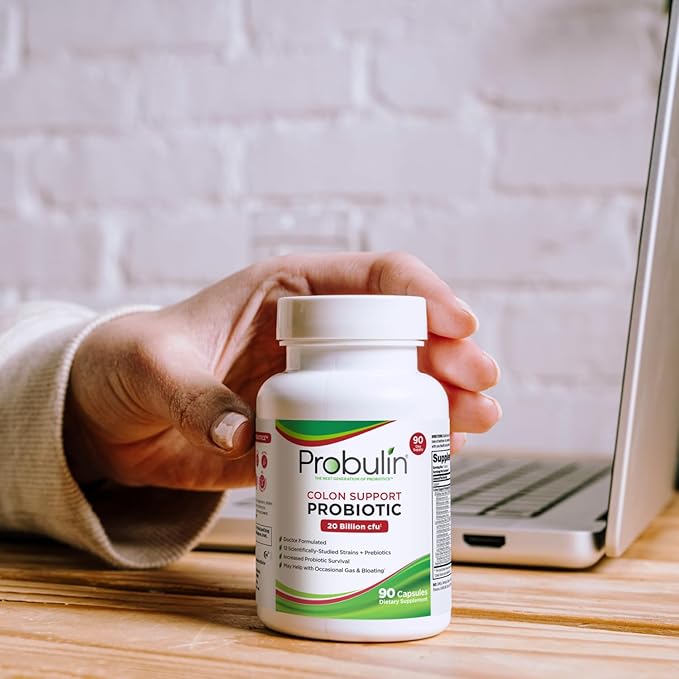 Probulin Colon Support Probiotic Supplement Daily Gut Digestive and Immune Health Probiotics Capsules for Men and Women 20 Billion CFU Vegan 90 Count Bottle