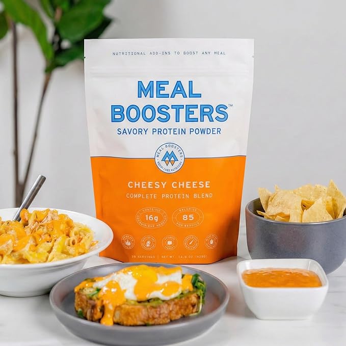 Meal Boosters Savory Protein Powder Supplement | 15–20g Complete Protein Meal Enhancer for Cooking &amp Prep | Collagen Peptides for Gut Joint &amp Support | Keto Friendly Gluten Free (Cheesy Chee