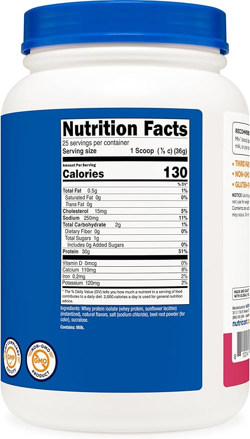 Nutricost Whey Protein Isolate (Strawberry Acai 2 Pounds)