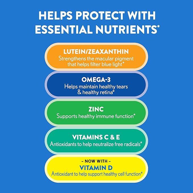 Ocuvite 50+ Eye Vitamin &amp Mineral Supplement Multivitamin for Vision &amp Ocular Health with Omega-3 Zinc Vitamins C &amp E Lutein &amp Zeaxanthin Zinc Supplements for Women and Men 50 So