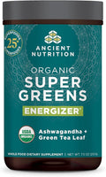 Ancient Nutrition Organic SuperGreens Energizer Powder with Probiotics and B12 Made from Real Fruits Vegetables and Herbs for Digestive Detoxification and Energy Support 25 Servings