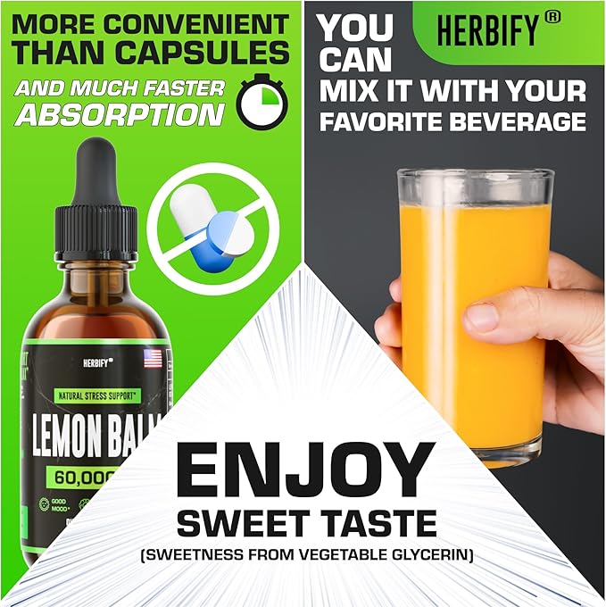 HERBIFY Bundle - K2 and D3 Drops &amp Lemon Balm Tincture - Bone Strength &amp Mood Boost