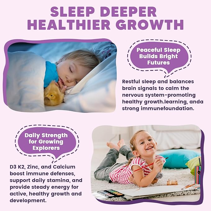 Magnesium Glycinate Gummies for Kids &amp Adults - 400/200mg Magnesium Supplement with L-Theanine Chamomile D3 &amp K2 Kids Sleep Gummies Melatonin Free for Zzz &amp Relax Cognition - Sugar Fr