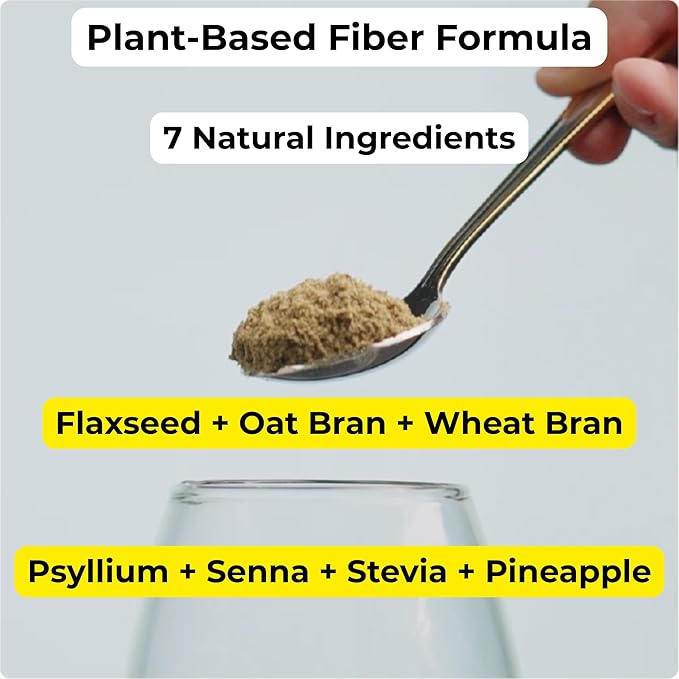 Plant-Based Fiber Blend Powder – Daily Fiber Supplement with Flaxseed Soluble &amp Insoluble Fiber for Digestive Balance &amp Regularity Natural Pineapple Flavor 30 Servings (450g)