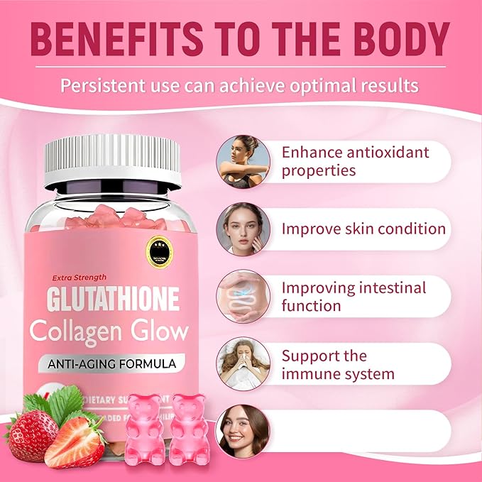 Glutathione Collagen Glow Glutathione Collagen Glow Gummies Korean Collagen Gummies to Rejuvenate Your Skin (3PCS)