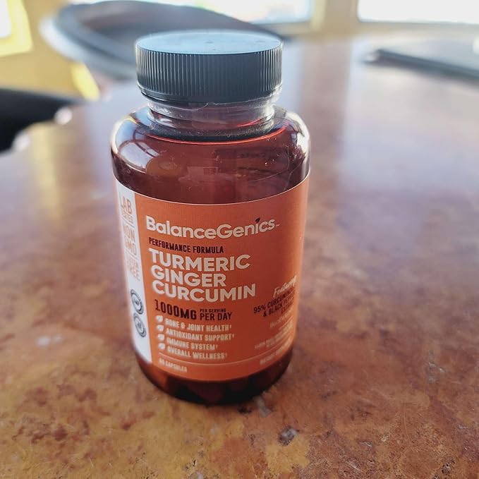 Turmeric Curcumin Supplement with Black Pepper &amp Ginger Root 1000mg | Optimized Formula 95% Curcuminoids Curcuma | Joint Health &amp Inflammation Support | 60 Capsules Powder Filled
