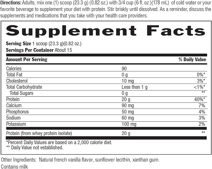 Biochem 100% Whey Isolate Protein - Natural Flavor - 12.3 Ounce Preworkout &amp Immune Health - 20g Vegetarian Protein - Easily Digestible - Refreshing Taste - Keto Friendly &amp Easy To Mix…
