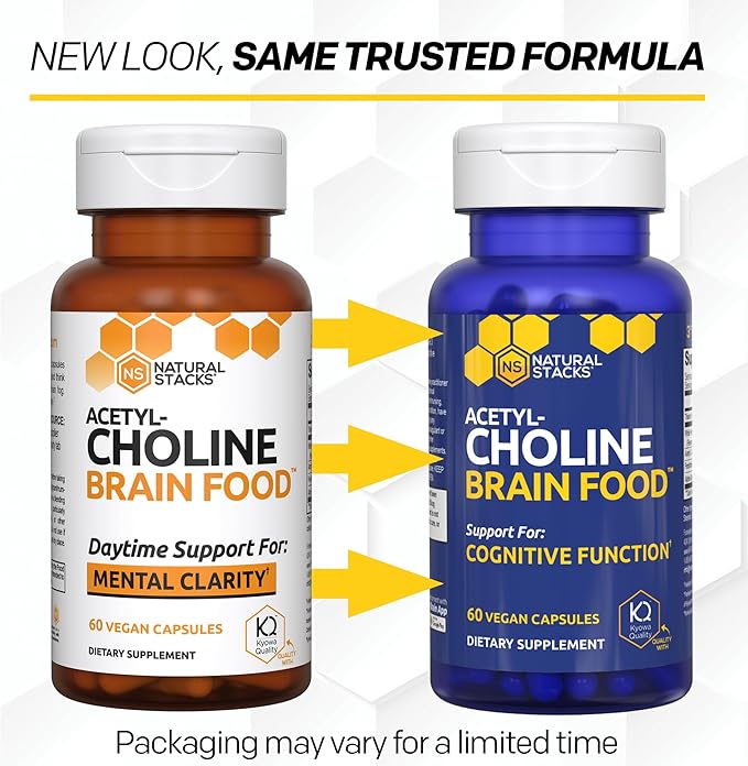 Acetylcholine Brain Food - Acetyl L-Carnitine &amp Alpha GPC Supplement - Supports Production of Acetylcholine - Neurotransmitter Supplement for Cognitive Function - 60 Capsules