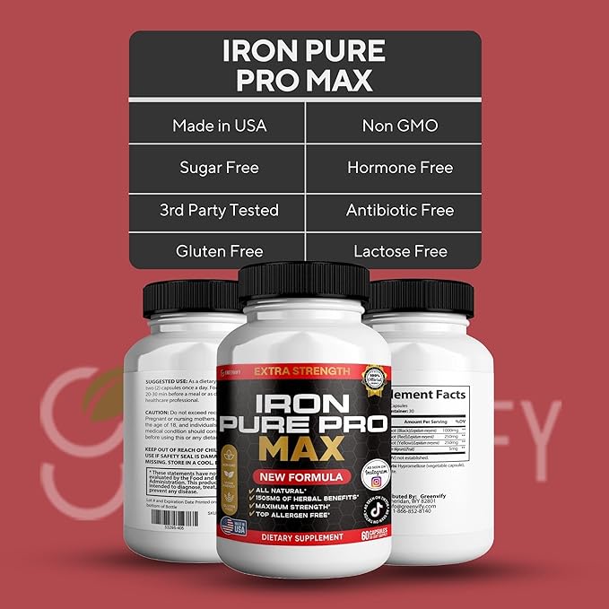 Iron Pure Pro Max Dietary Supplement Organic Maca Root Blend 60 Capsules 30-Day Supply (5)