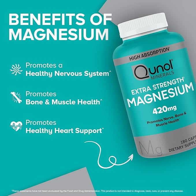 Qunol CoQ10 100mg Softgels 3X Better Absorption 4 Month Supply + 120 Count Magnesium Glycinate Capsules 420mg High Absorption Magnesium Supplement 180 Count