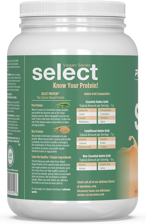 PEScience Select Vegan Protein Powder Plant Based Protein Powder Amazing Taste Smooth Texture Pea and Brown Rice Blend Dairy Free Lactose Free Gluten Free - Pumpkin Pie 27 Servings