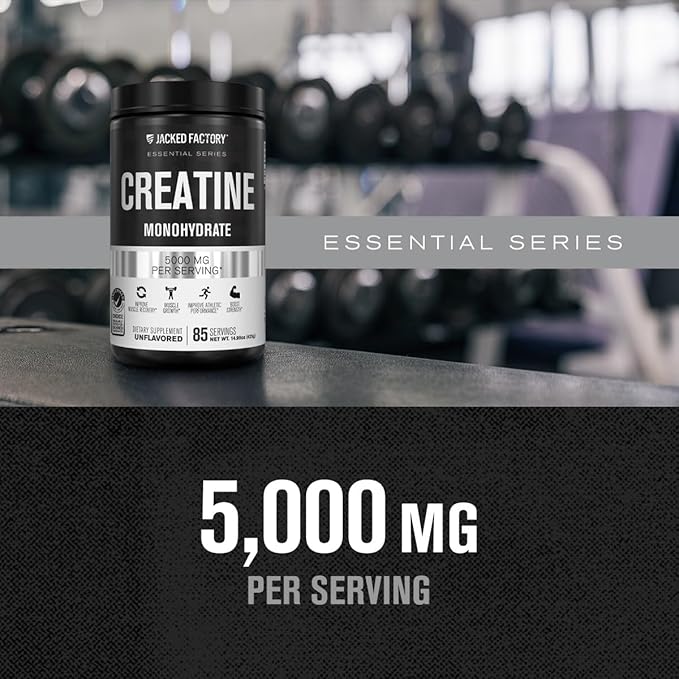 Jacked Factory Creatine Monohydrate Gummies (150 Gummies Lemon) &amp Creatine Monohydrate Powder (30 Servings Unflavored)