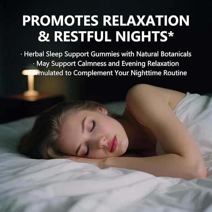 Natural Sleep Aid Gummies - Melatonin Free Supplement - Sleep+ Gummies for Adults - Promote Deep Restful Sleep Naturally Relaxing-60count（2pcs