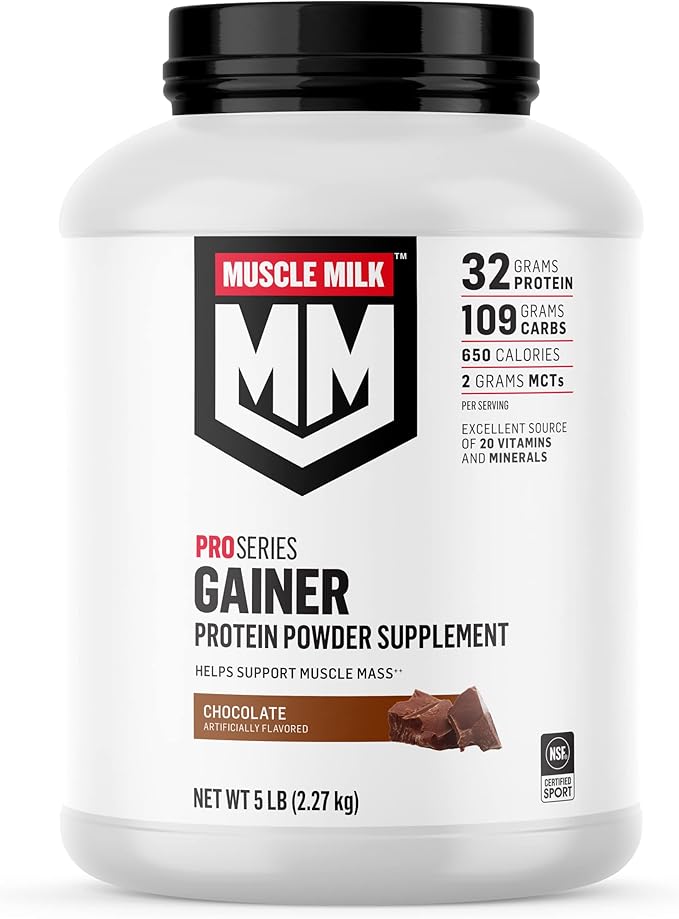 Muscle Milk Pro Series Protein Powder &amp Gainer Powder Bundle Chocolate 5lb Each 50g &amp 32g Protein