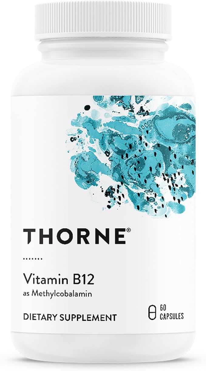 THORNE - Vitamin B12 - as Methylcobalamin - Supports Heart &amp Nerve Health Blood Cell Function Restful Sleep &amp Methylation* - Third-Party Certified - Gluten Dairy &amp Soy-Free - 60 Capsule