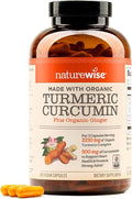 NatureWise Curcumin Turmeric 2250mg - 95% Curcuminoids &amp BioPerine Black Pepper Extract for Advanced Absorption - Daily Joint and Immune Health Support - Vegan Non-GMO 360 Count[120-Day Supply]